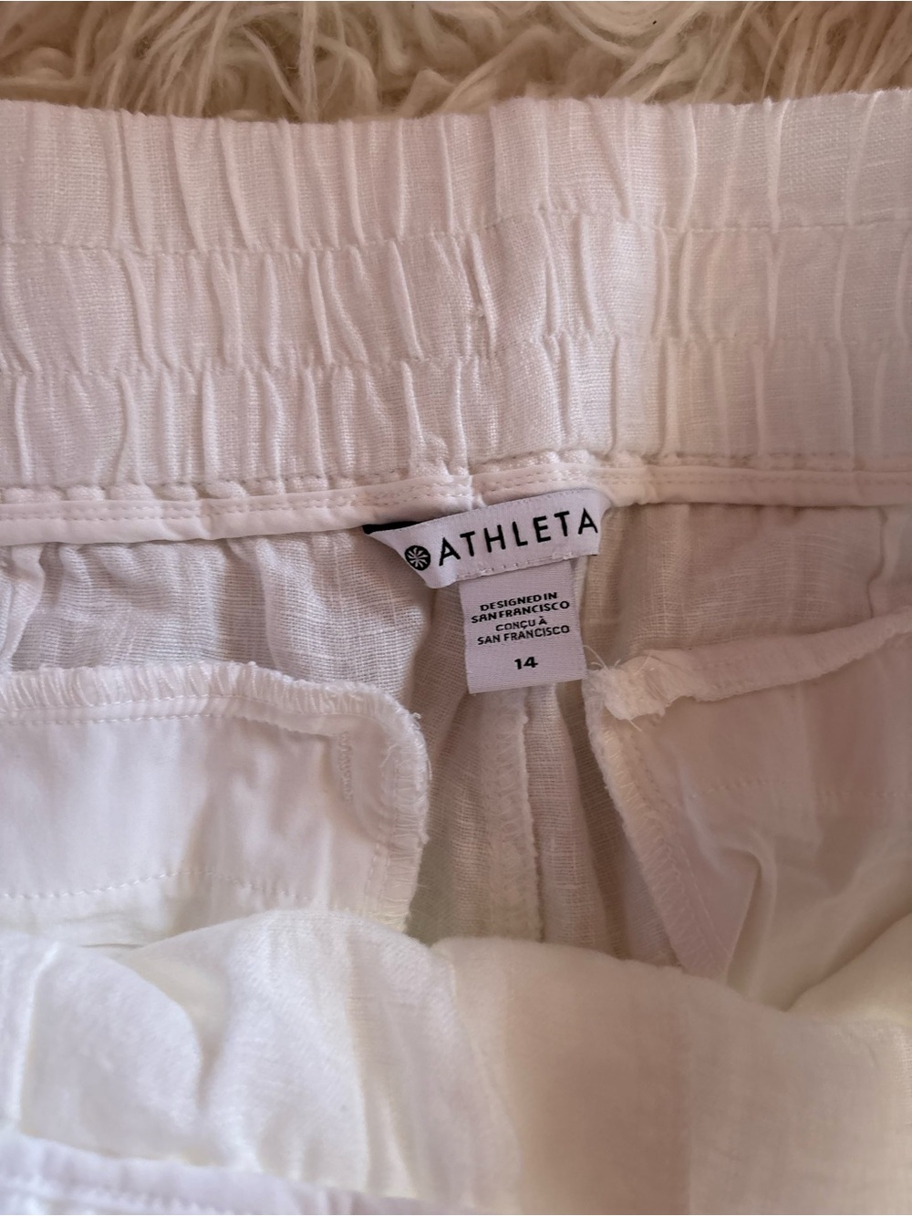 Athleta White Cabo Linen Joggers Drawstring Size 14 - Picture 5 of 7